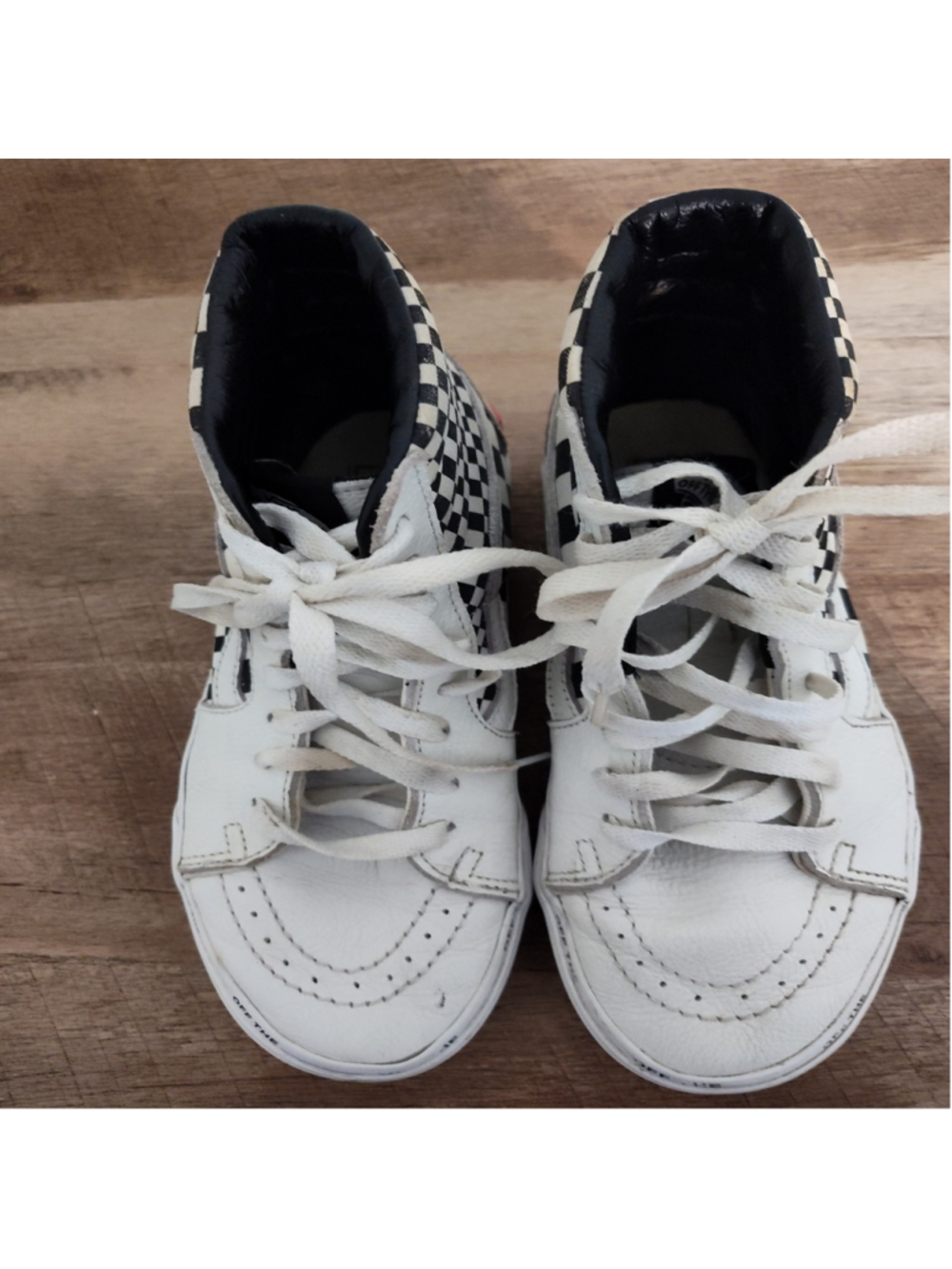 Women's Vans Sk8-Hi White Black Checkered Sneakers Size 8